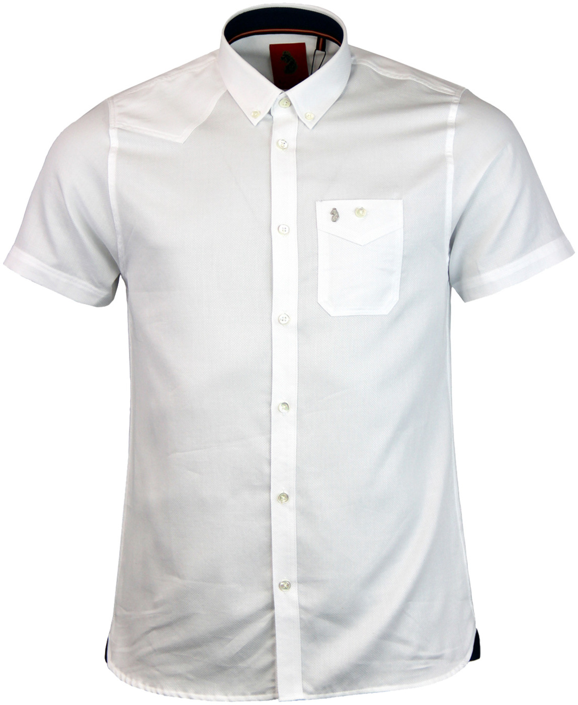 LUKE 1977 Adam Keyte Textured Mod 60s Shirt in White