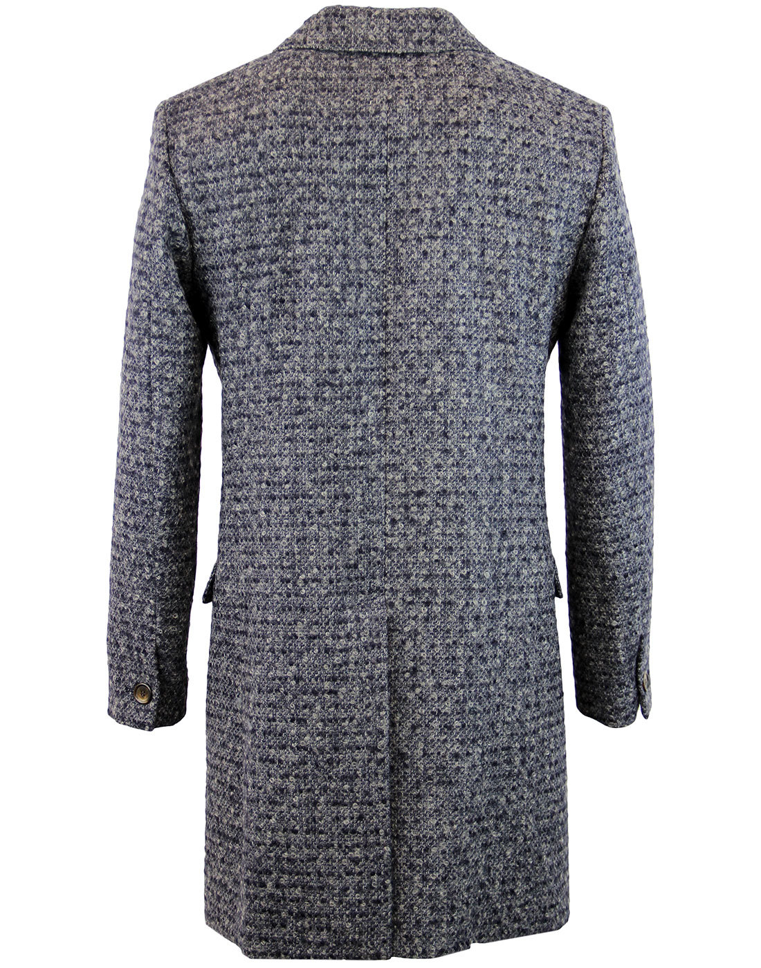 Luke 1977 Retro Mod Made In England Boucle Trench Coat In Indigo