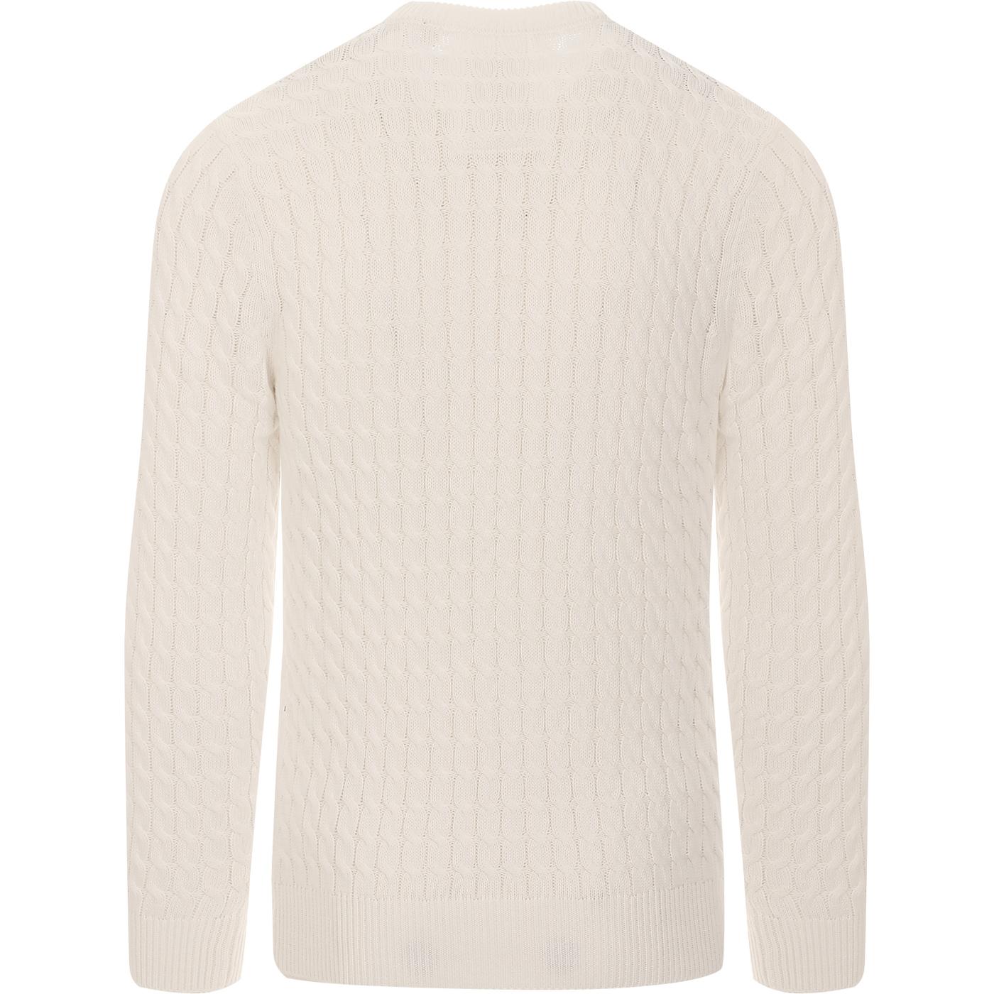 LUKE Carter Johnson Retro 70s Cable Knit Jumper in Delacrem