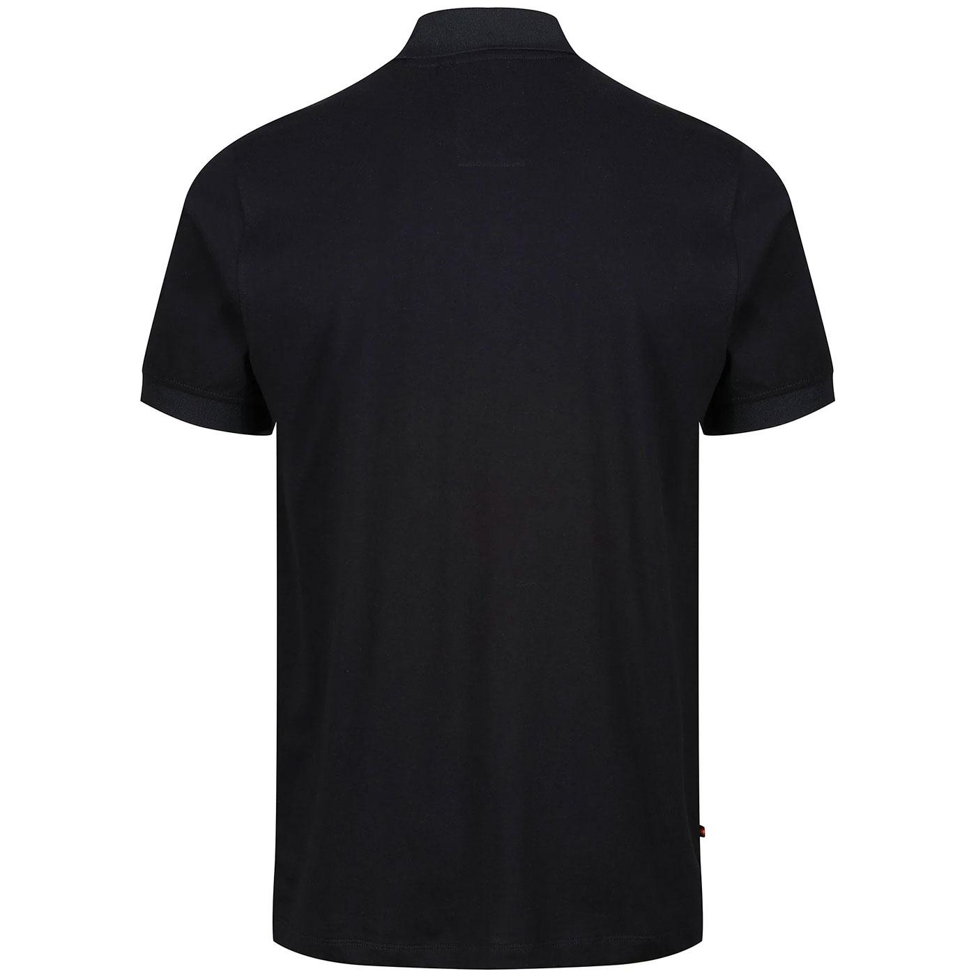 Luke Castleton Retro Sports Stripe Panel Polo Shirt Black