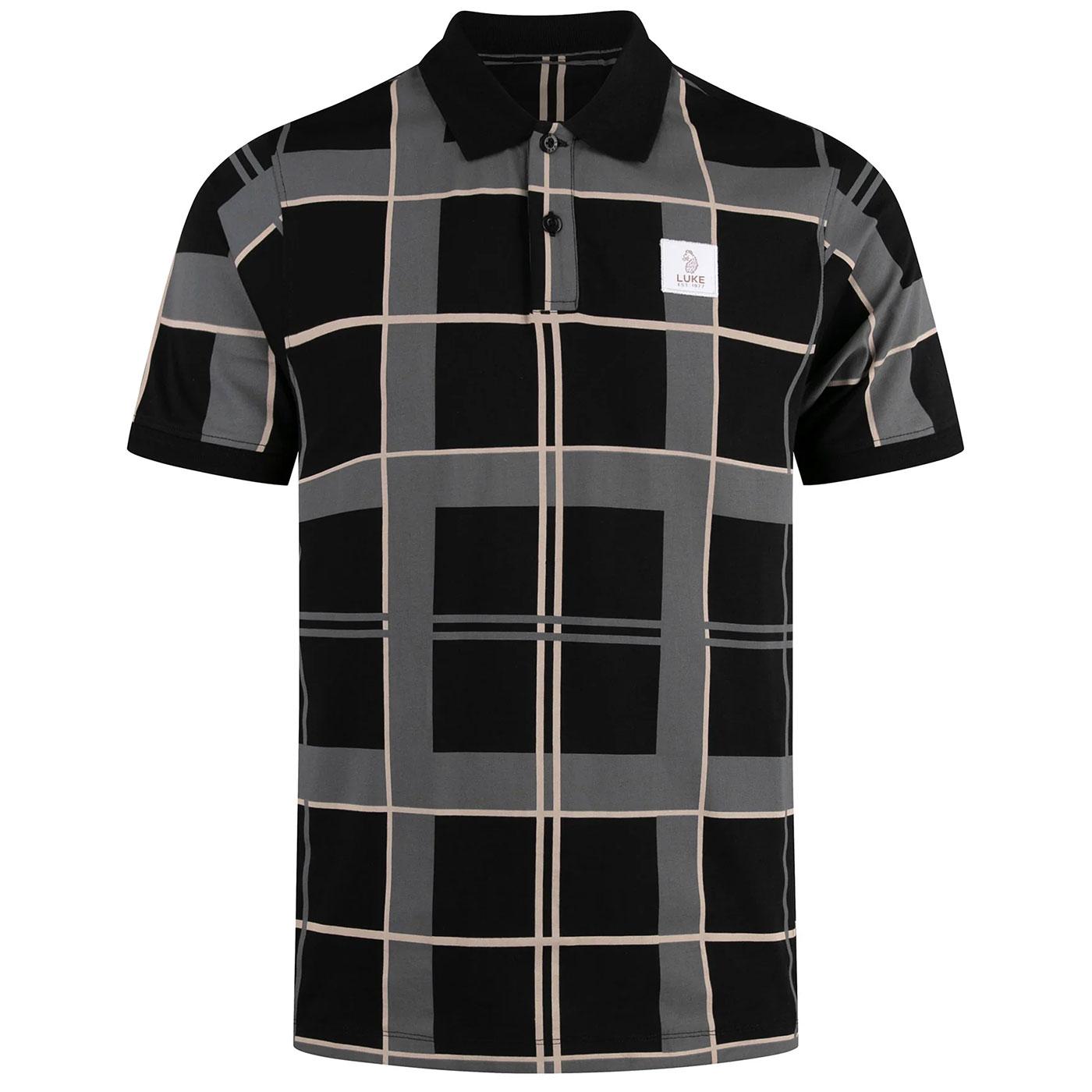 Hadrians Luke 1977 AOP Retro Check Polo Shirt B/E