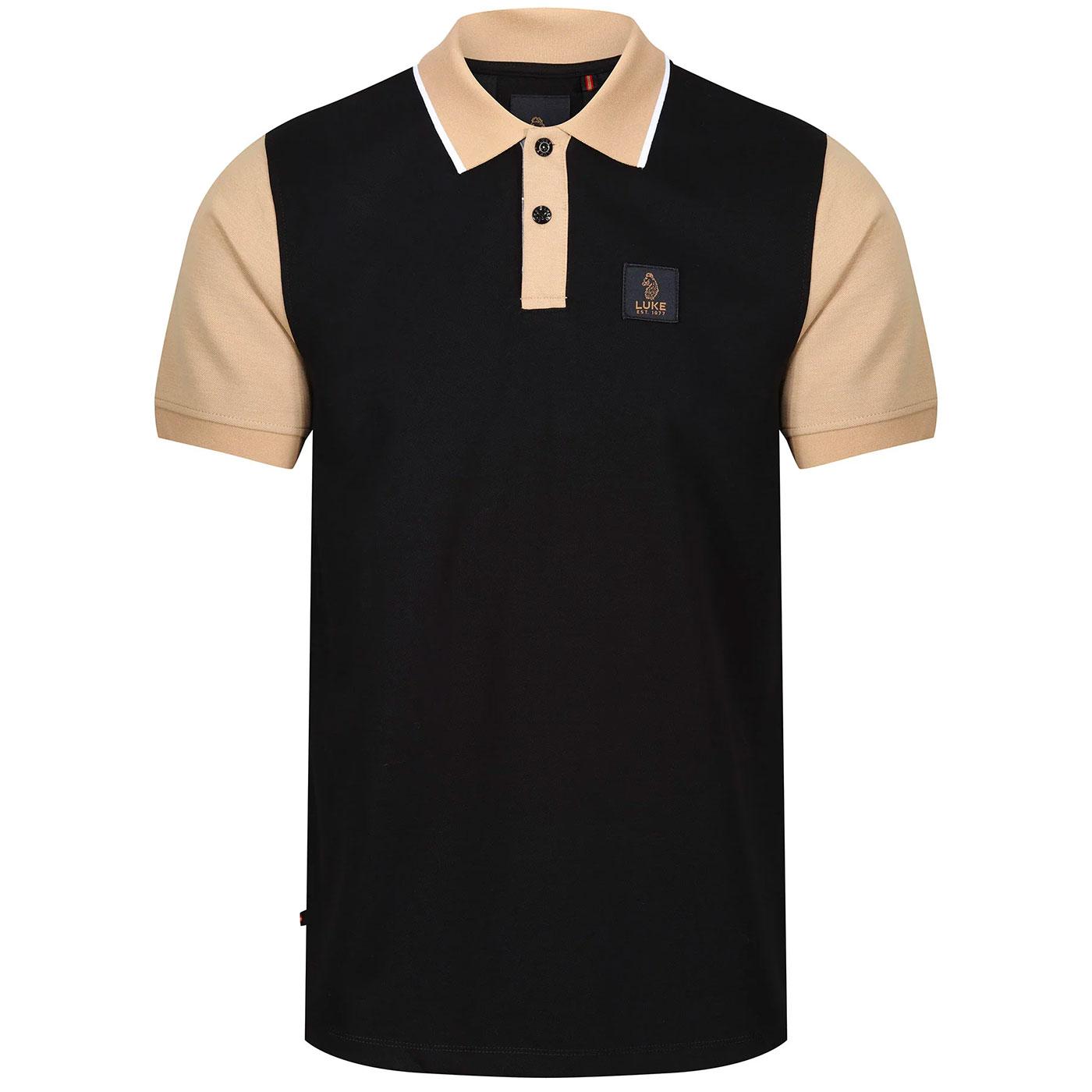 Saddleworth Luke Mod Colour Block Polo Shirt Black