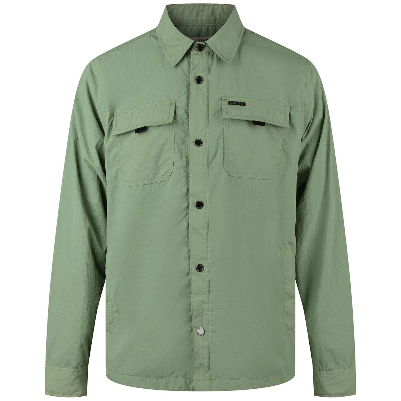 Seattle Luke 1977 Crinkled Nylon Shacket  (Sage)