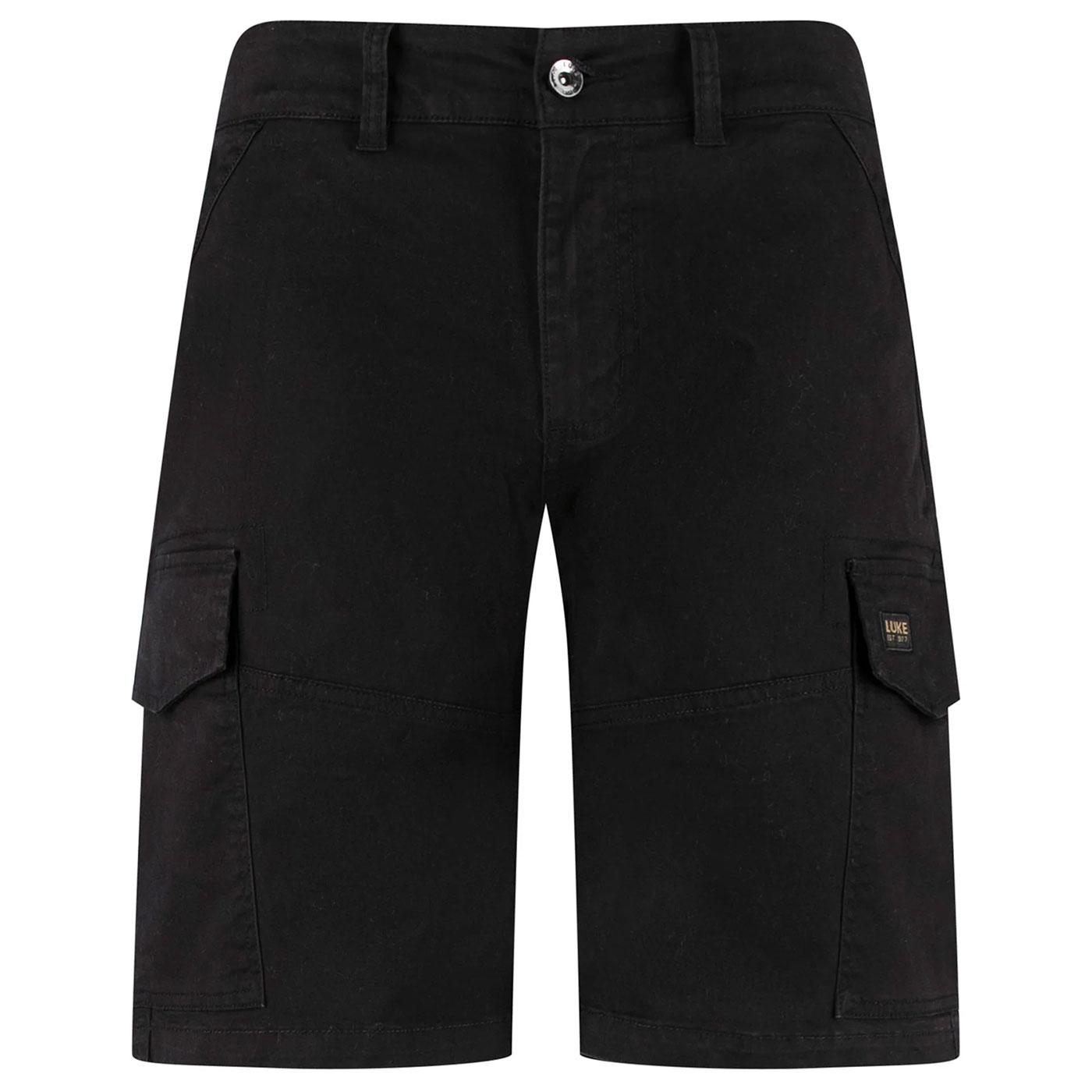 Suez Luke 1977 Workwear Style Cargo Shorts (Black)