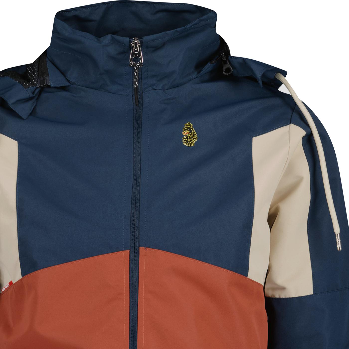 Archie Benyon Luke Sport Retro 80s Hooded Jacket in Atlantic