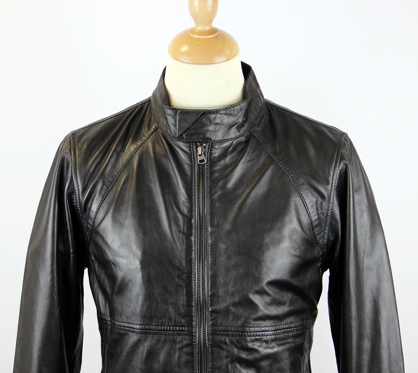 LUKE 1977 Harpendon Retro Indie Leather Cafe Racer Jacket Black