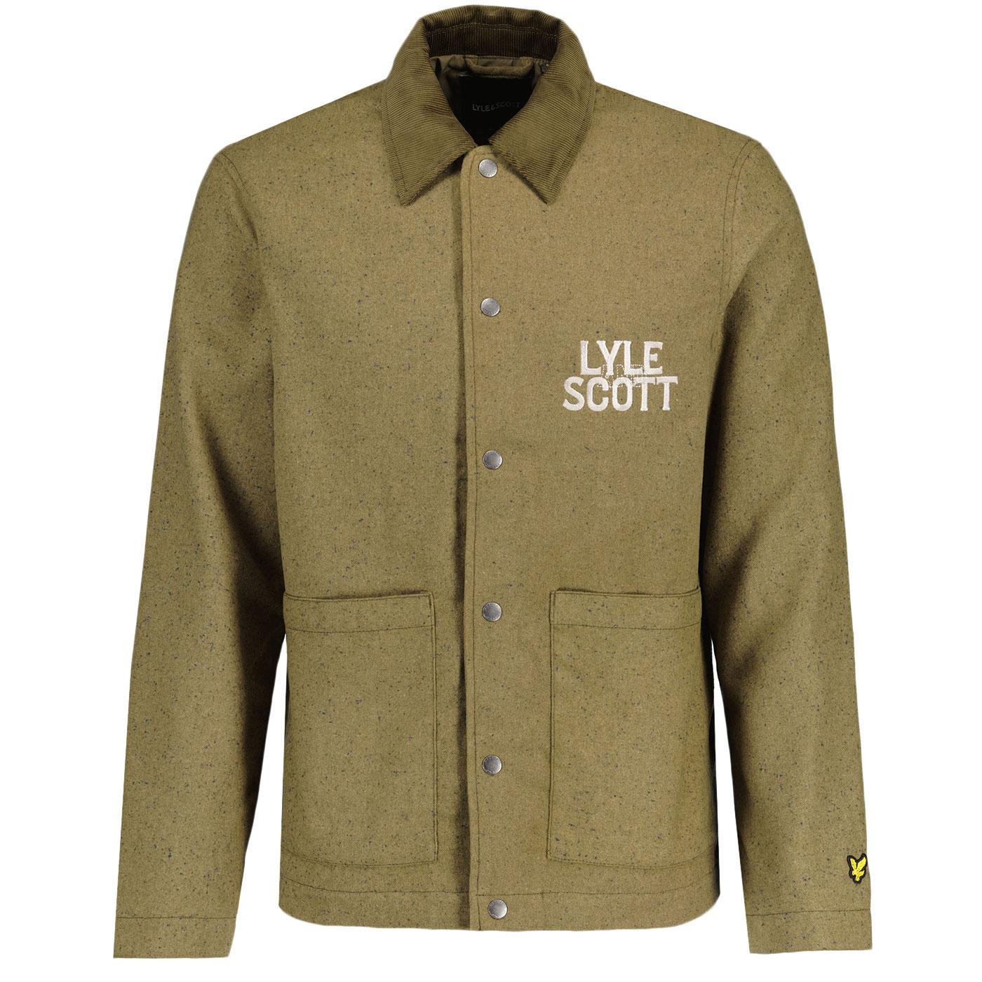 Lyle & Scott Retro Donegal Wool Blend Jacket Khaki