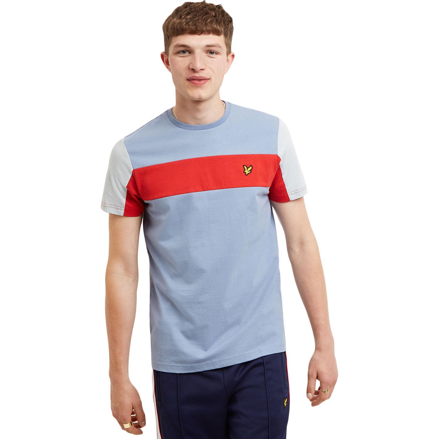 LYLE & SCOTT Retro 70's Colour Block Panel Tee Stone Blue