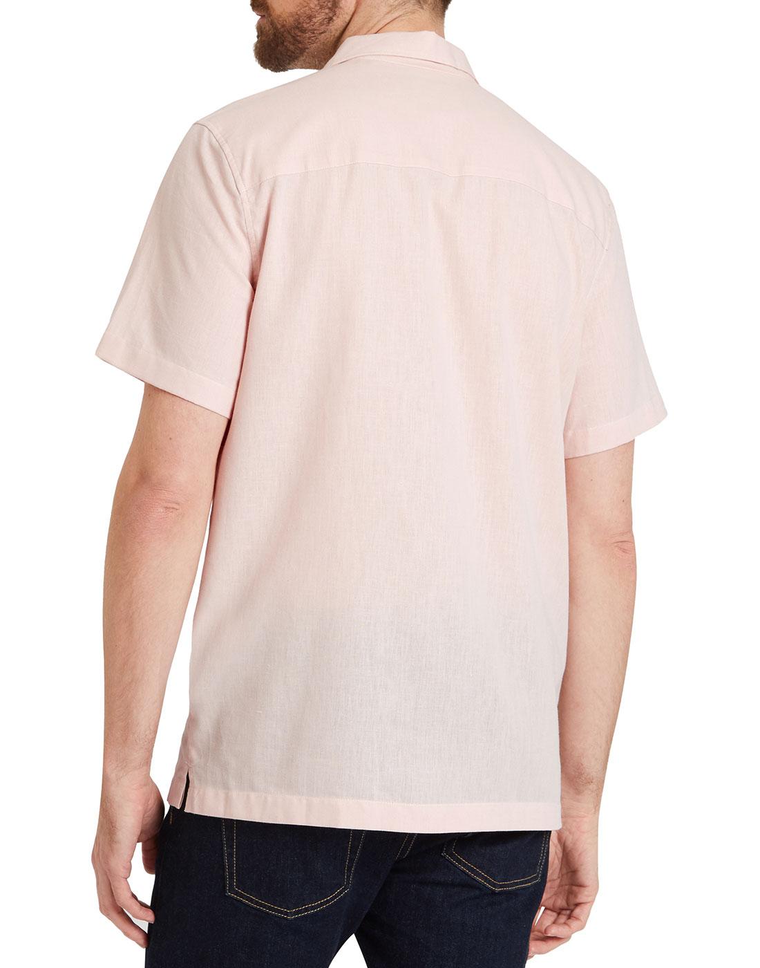 LYLE & SCOTT Retro 1950s Resort Collar Linen Shirt in Pink
