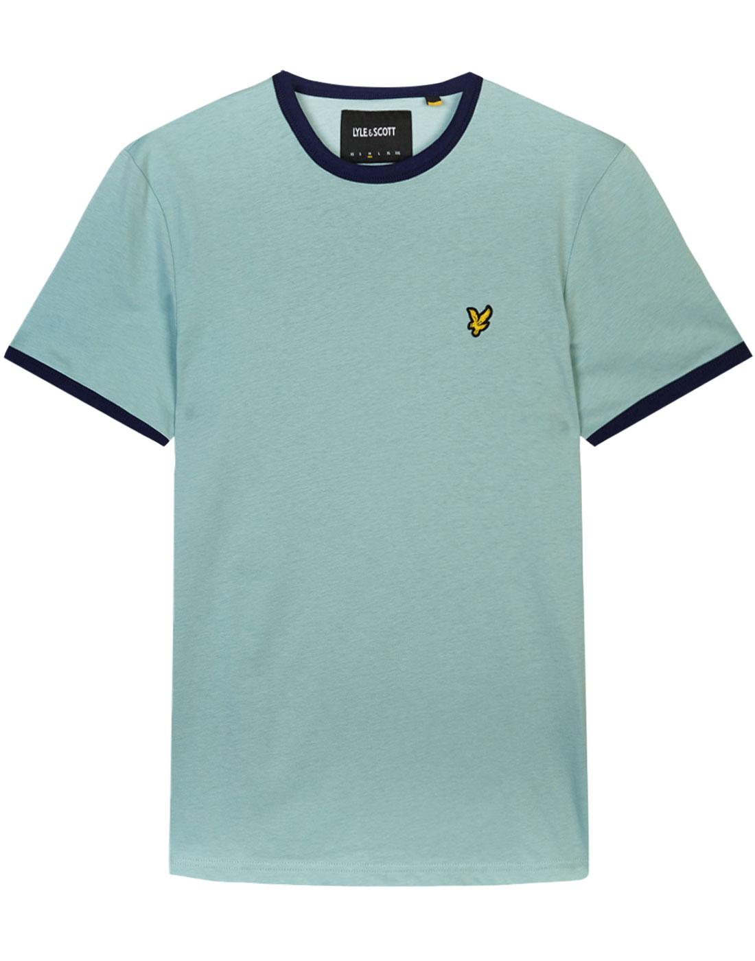 LYLE & SCOTT Retro 70s Mod Ringer T-shirt in Powder Blue