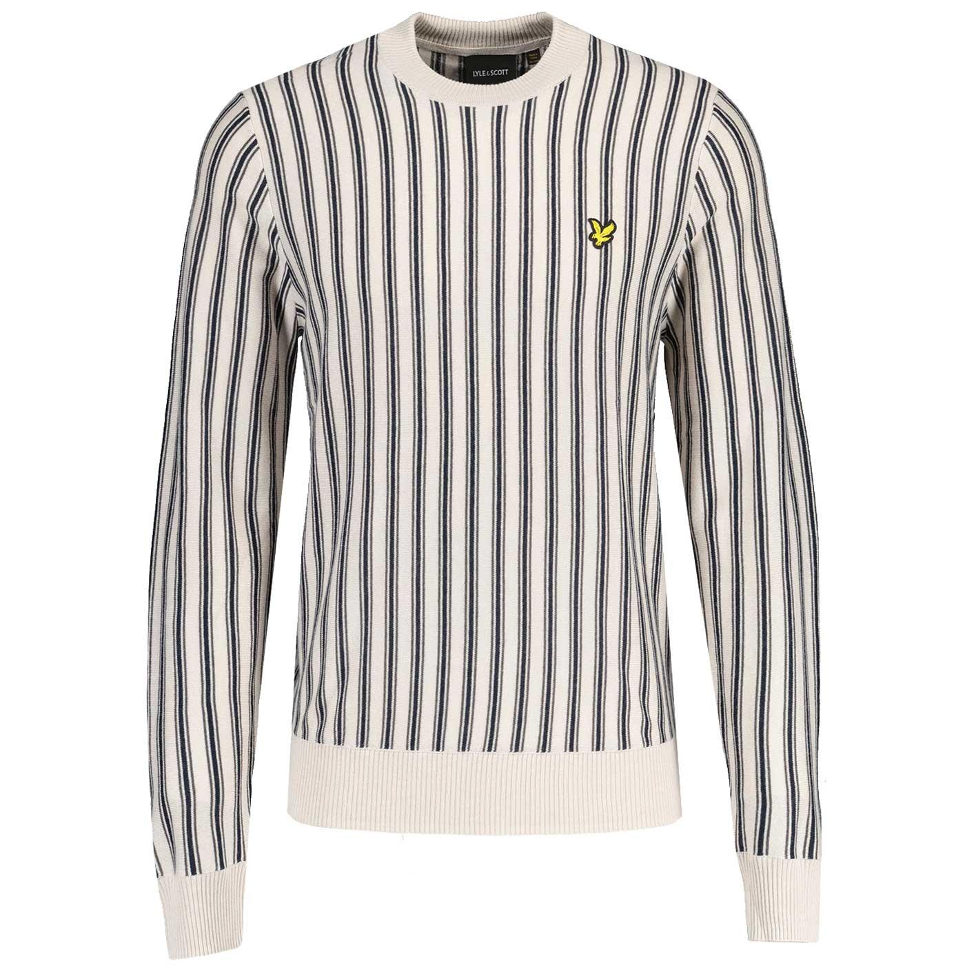 Lyle & Scott Vertical Stripe Crew Neck Jumper Cove