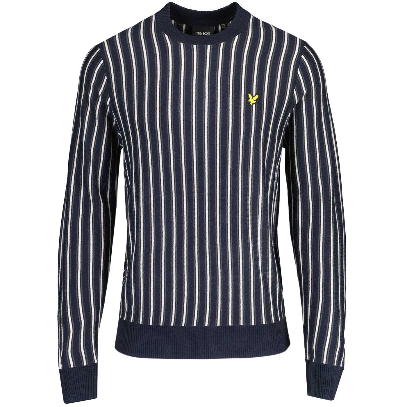 Lyle & Scott Vertical Stripe Crew Neck Jumper Navy