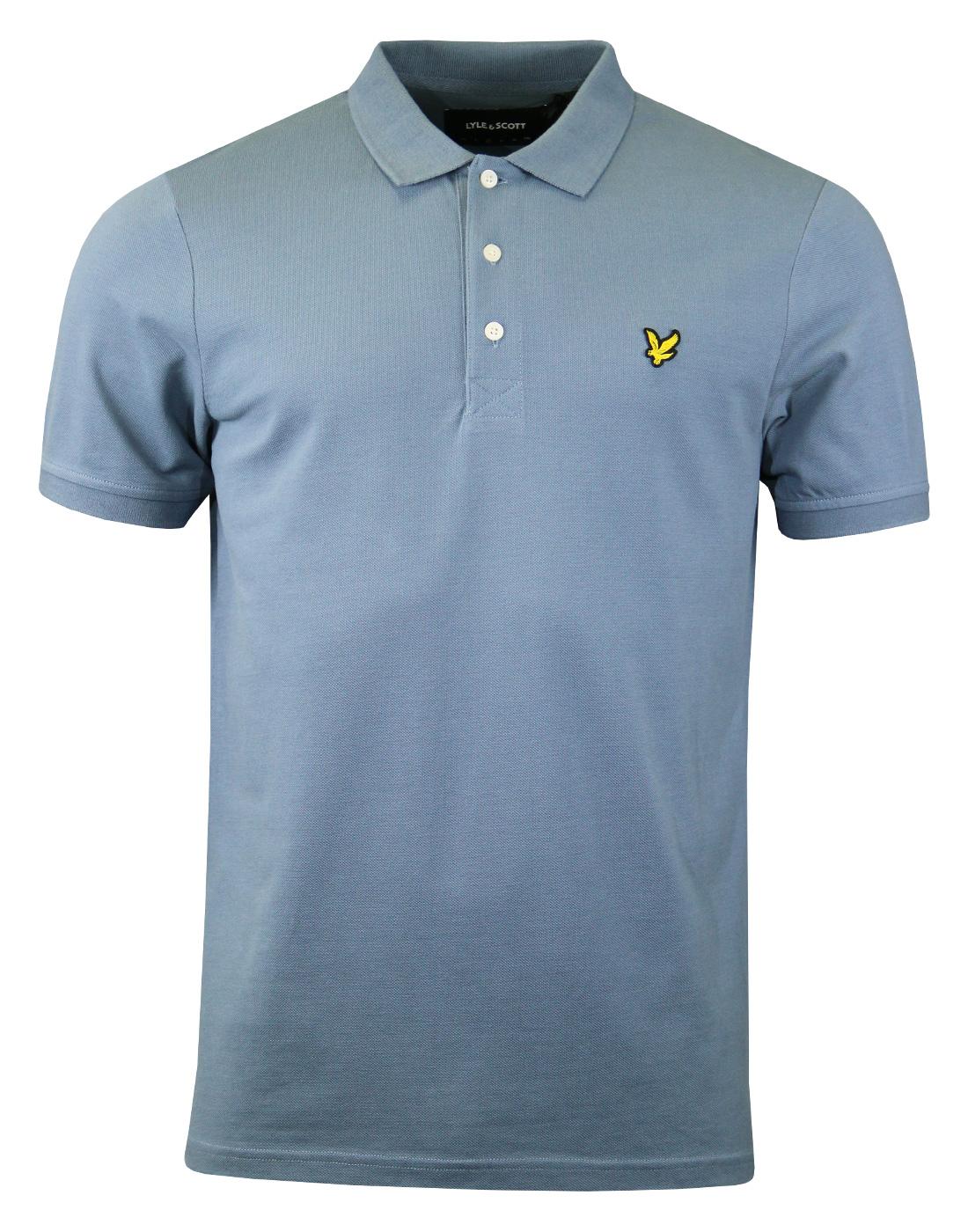 LYLE & SCOTT Men's Retro Mod Classic Pique Polo Shirt Mist Blue