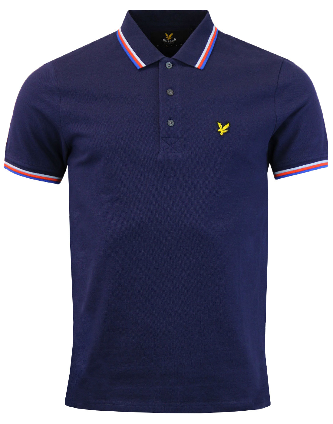 lyle and scot mens retro mod tipped polo shirt navy