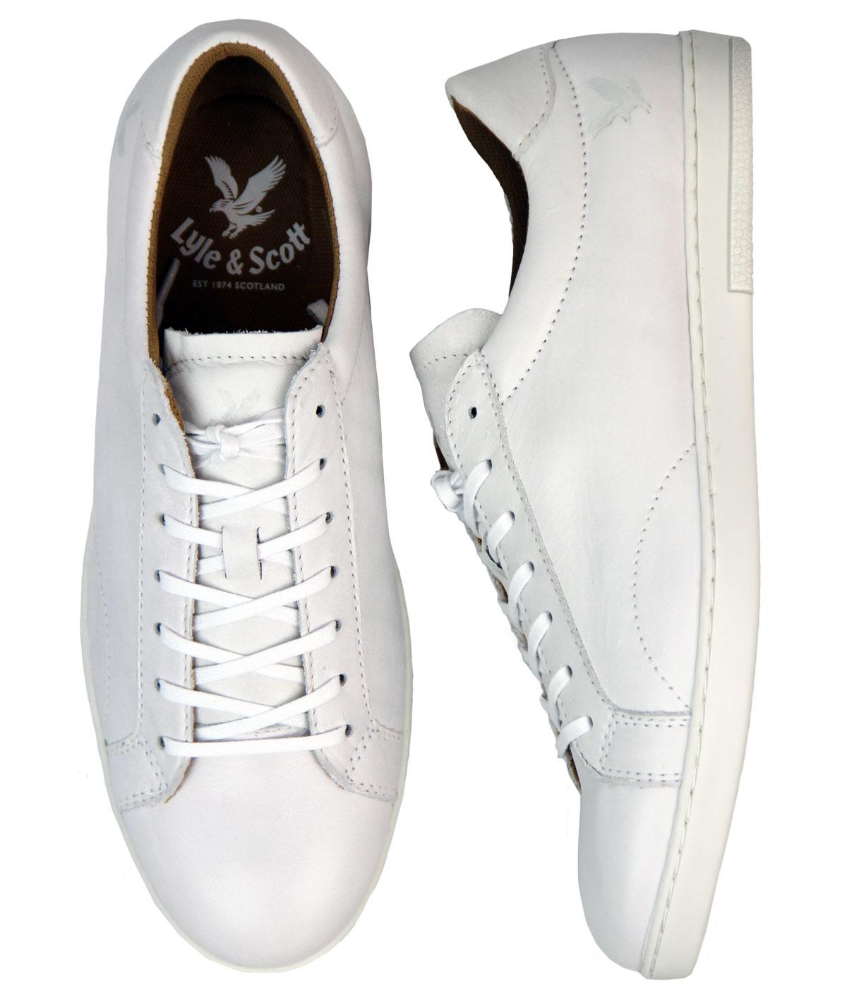 LYLE SCOTT Findon Retro 1970s Leather Tennis Trainers in White