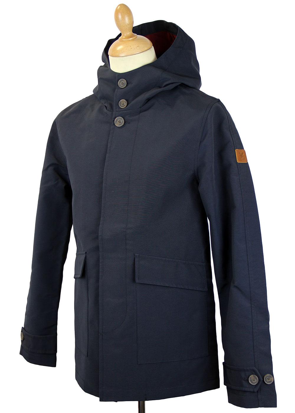 LYLE & SCOTT Retro Mod Twill Hooded Parka Jacket in Navy
