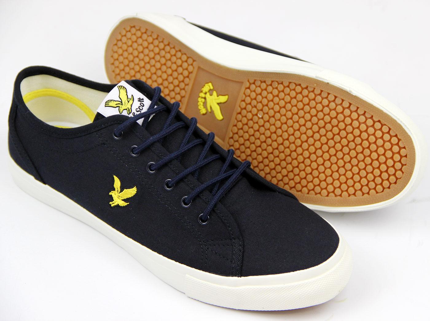 LYLE & SCOTT Teviot Twill Retro Mod Cotton Canvas Trainers Navy