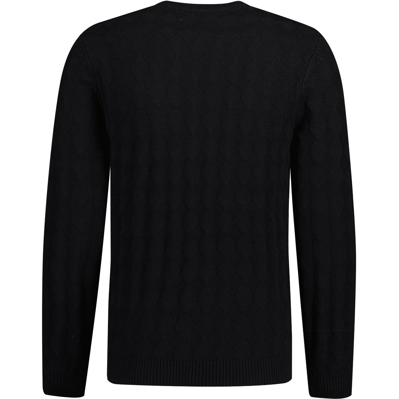 LYLE & SCOTT Retro Mod Argyle Crew Neck Jumper Jet Black