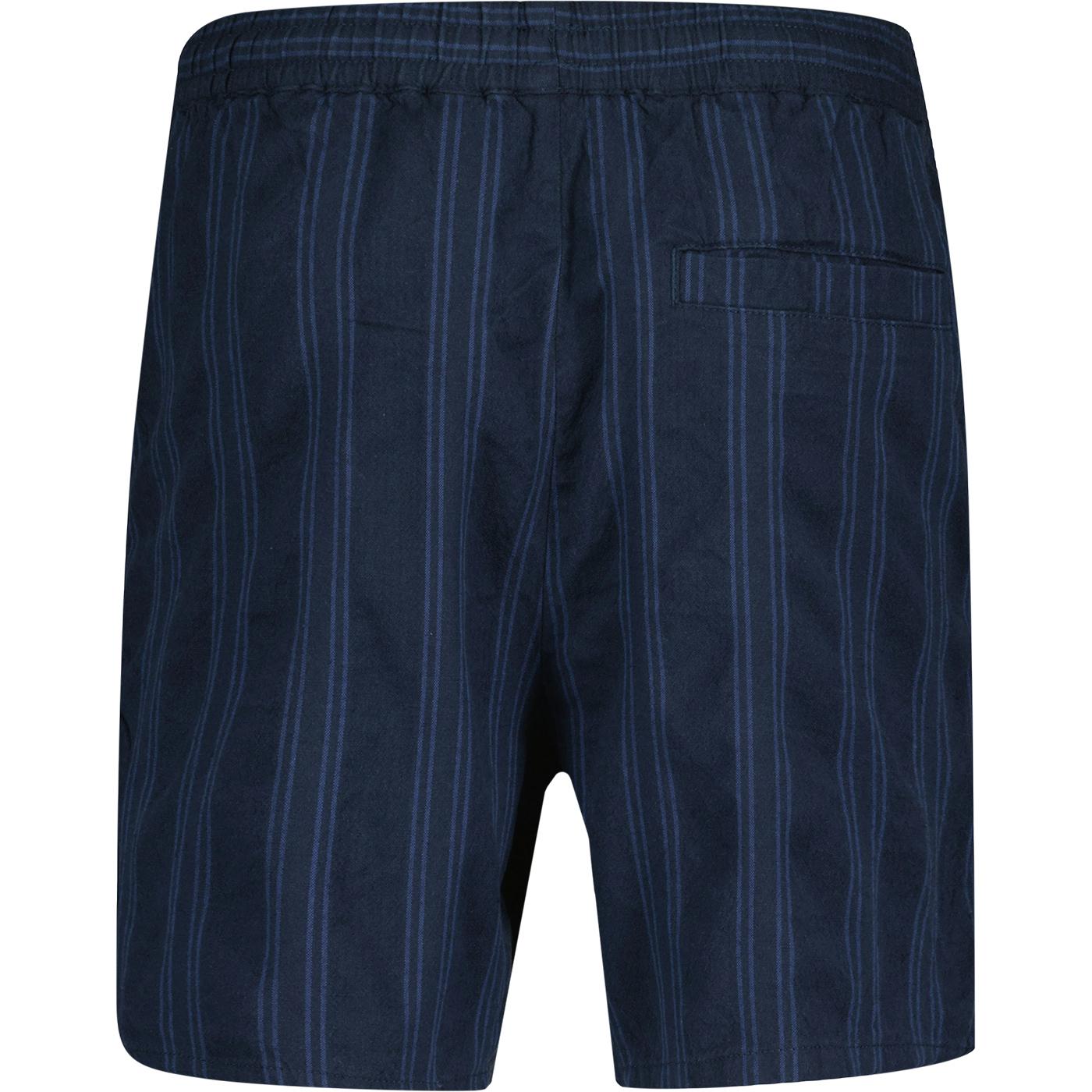 LYLE & SCOTT Retro Striped Barre Board Shorts in Dark Navy