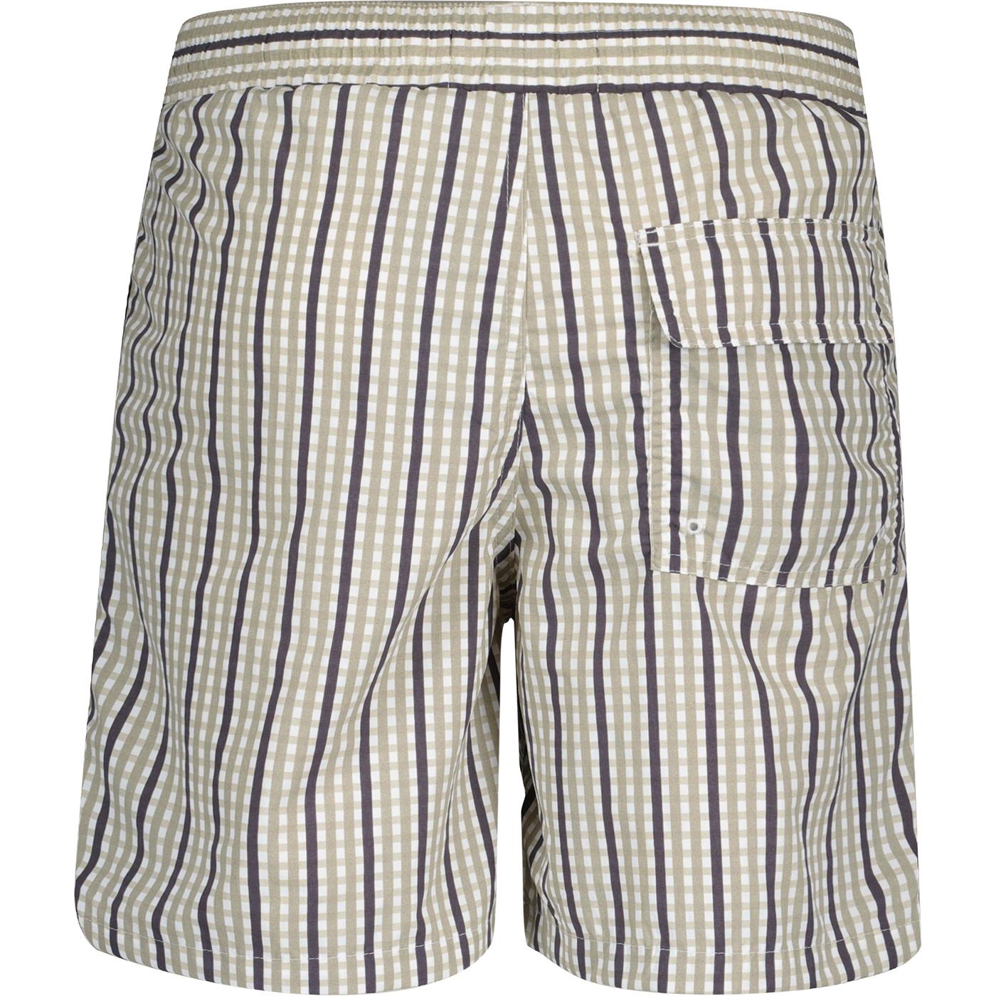 Lyle & Scott Retro Gingham Swim Shorts in Cold Grey