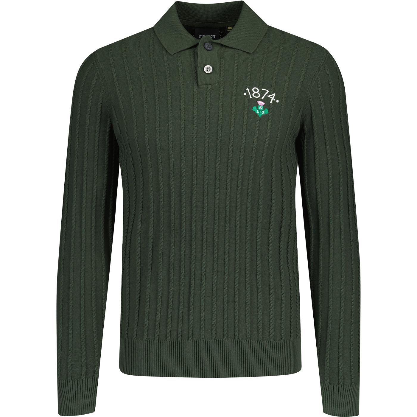 Lyle & Scott Retro Micro Cable Rugby Jumper (WG)
