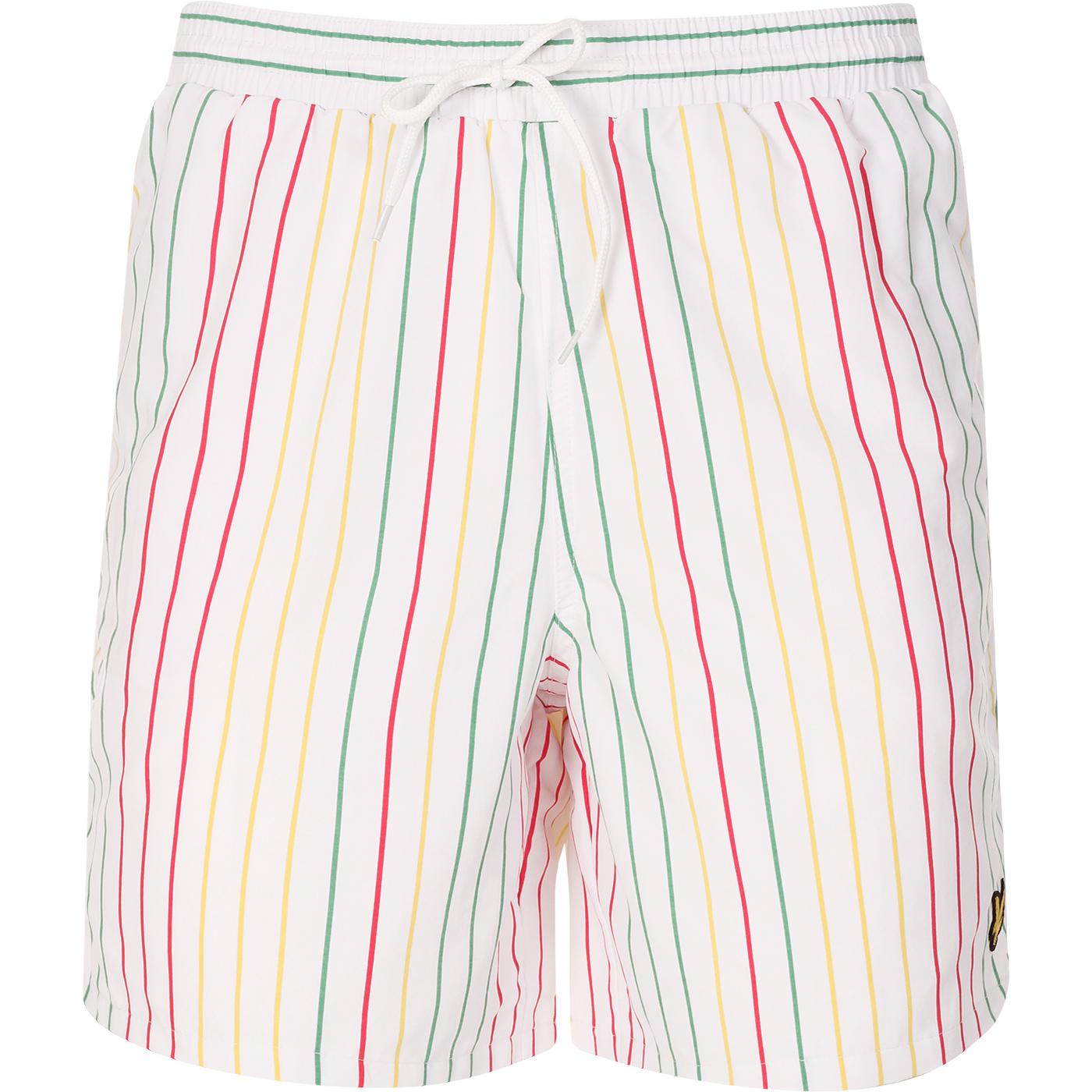 LYLE & SCOTT Retro Stripe Swim Shorts (White)