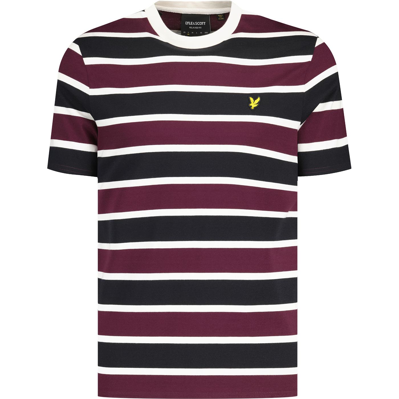Lyle & Scott Men's Retro Stripe T-shirt (Burgundy)