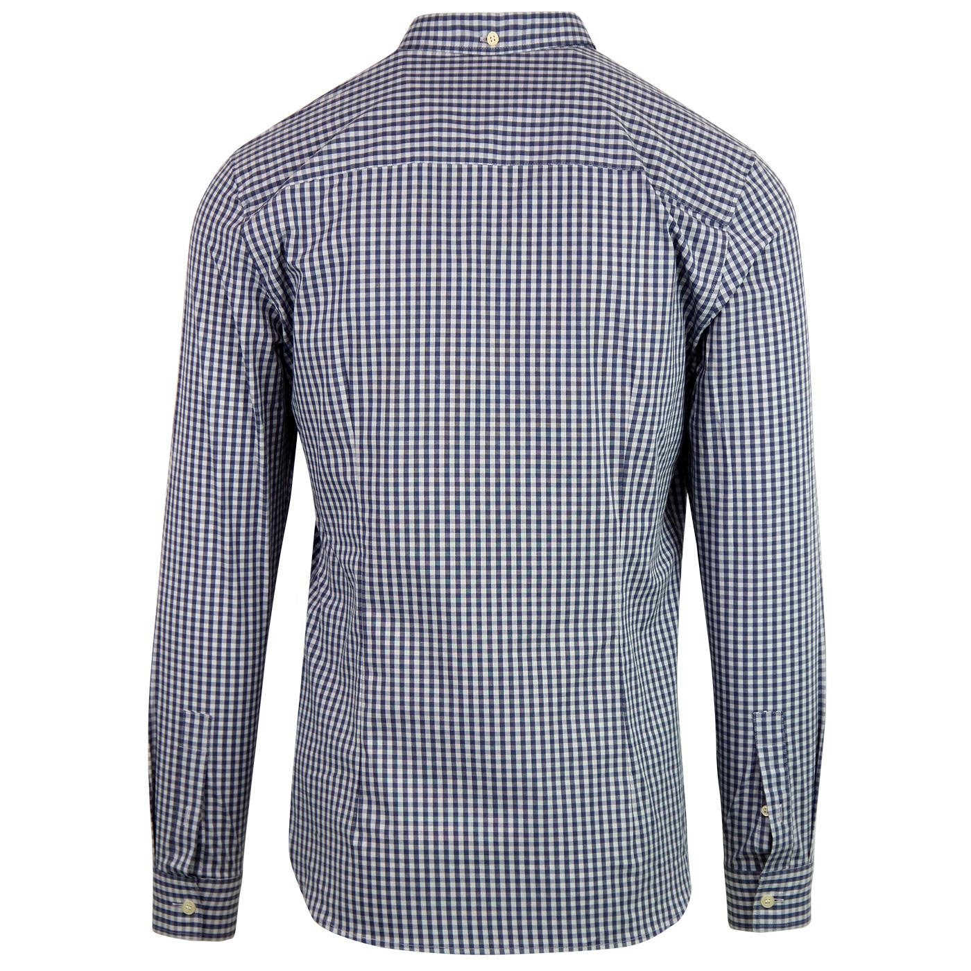 LYLE & SCOTT Men's Retro Mod Gingham Shirt in Grey Blue