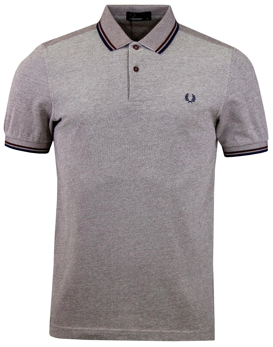 FRED PERRY Mens Twin Tipped Polo Shirt in Mahogany/Oxblood