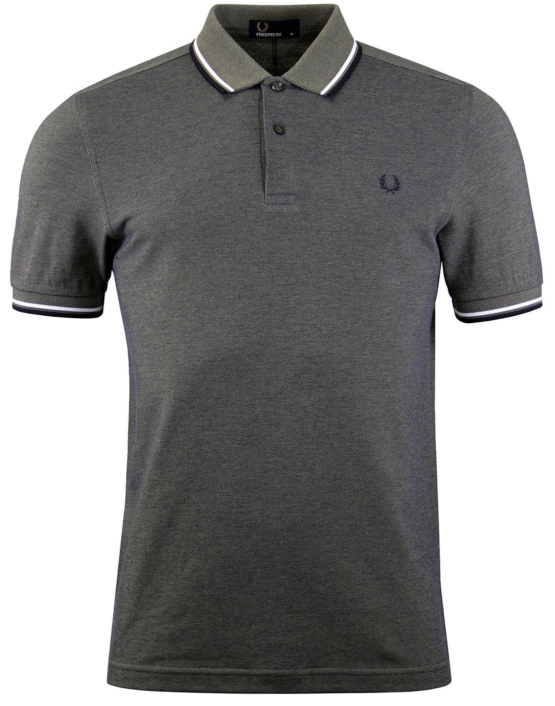 FRED PERRY Mens Twin Tipped Polo Shirt in Olive Green