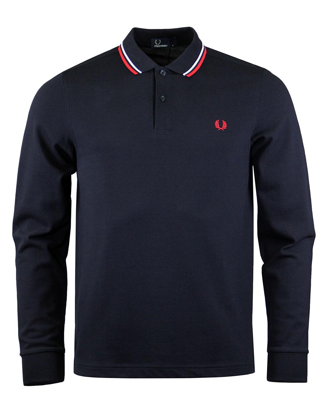 FRED PERRY M3630 long sleeve twin tipped polo navy