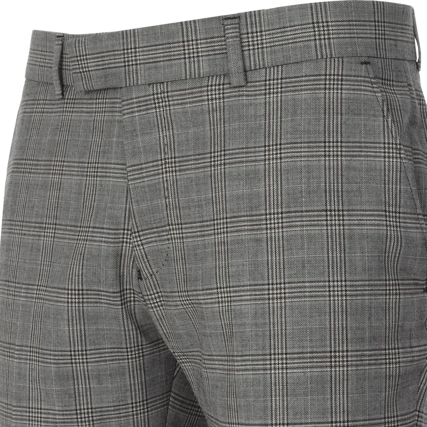 MADCAP ENGLAND 60s Mod POW Check Suit Trousers Grey