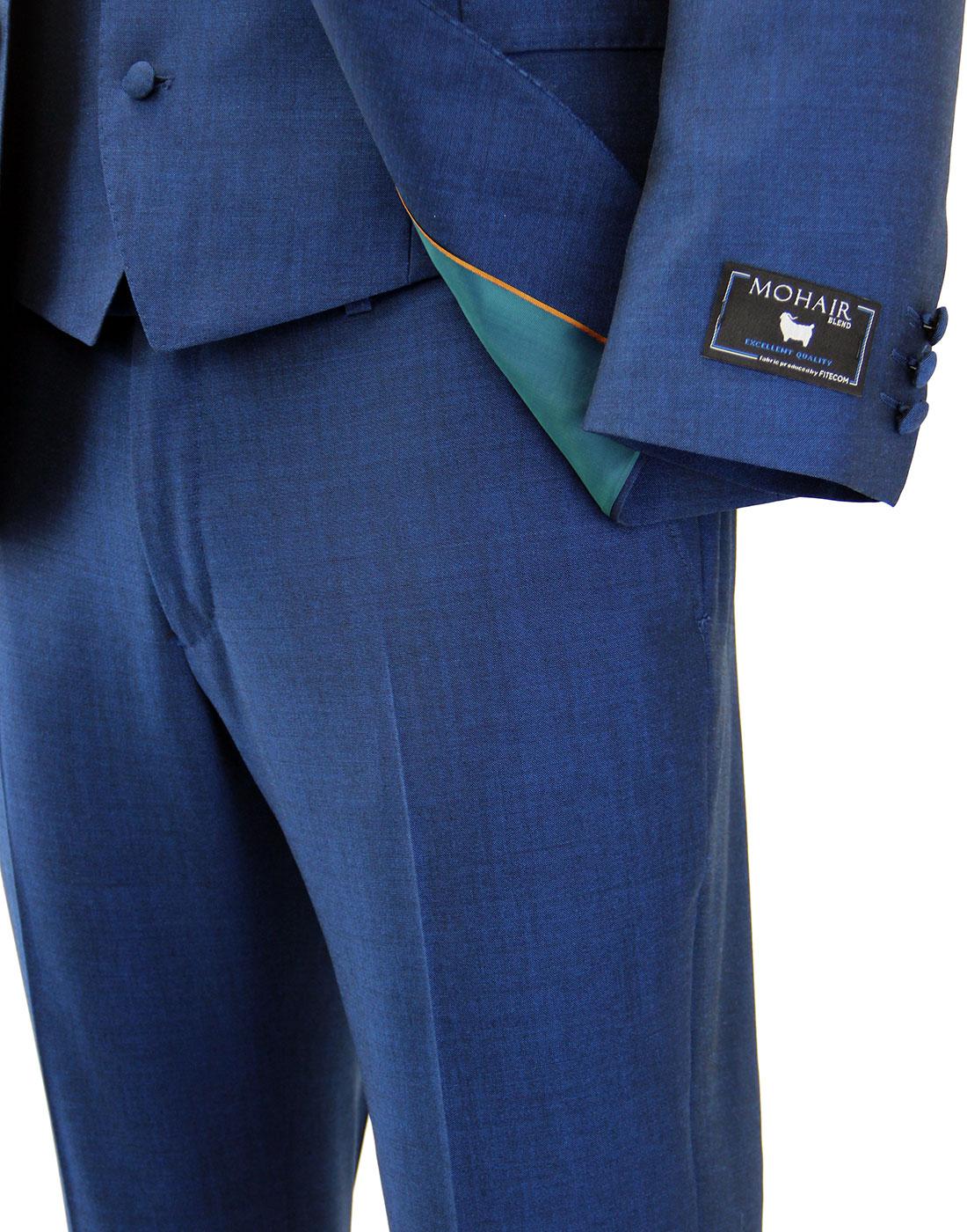 Madcap England Retro Mod 3 Button Blue Mohair Suit