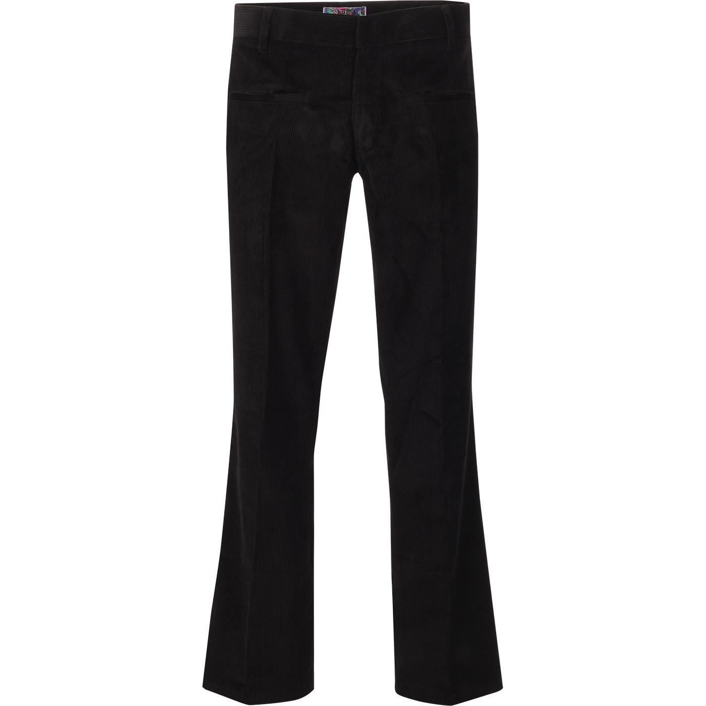 THE IN CROWD TROUSERS - RETRO SIXTIES MOD MENS BLACK CORDUROY TROUSERS