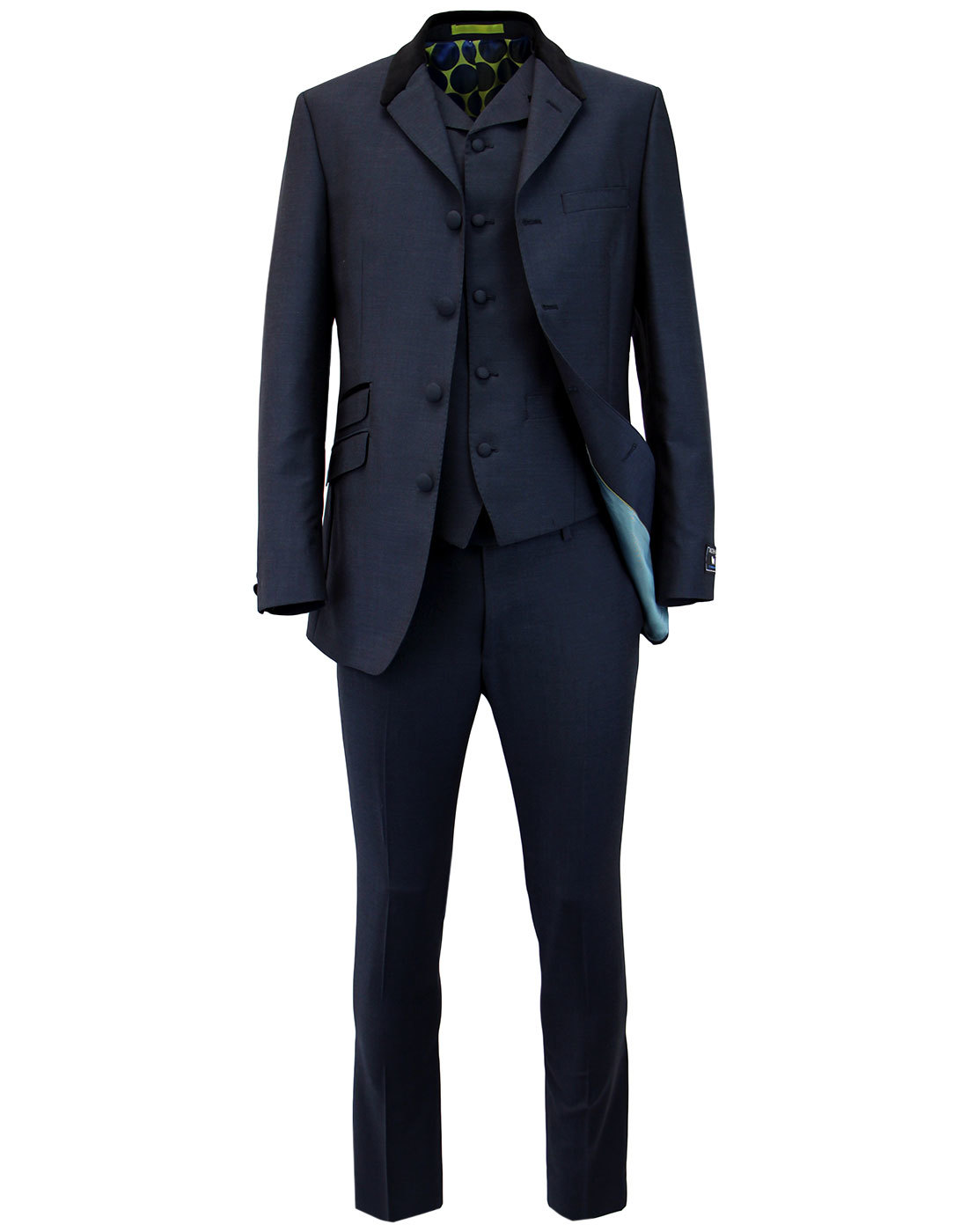 MADCAP ENGLAND Mod Mohair Fab 4 Button Navy Suit