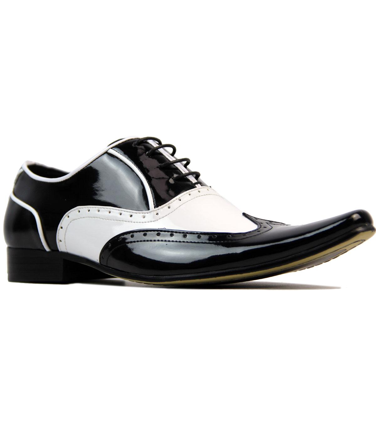mens black and white brogues