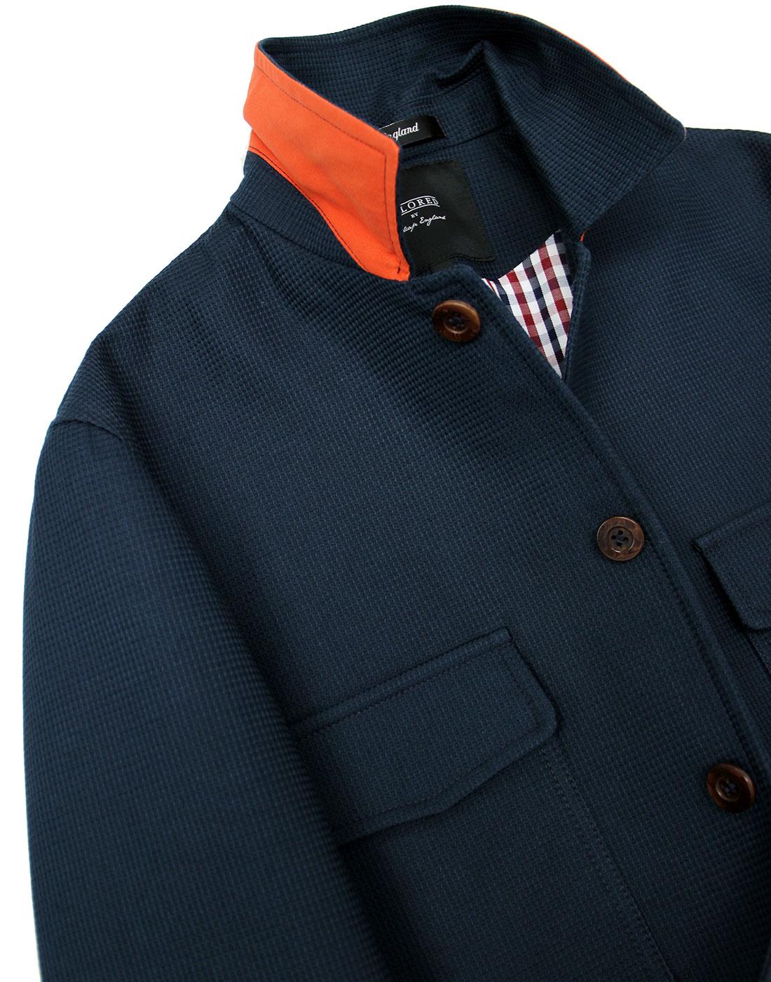 MADCAP ENGLAND Bakerboy 60s Mod 4 Pocket Waffle Jacket in Navy