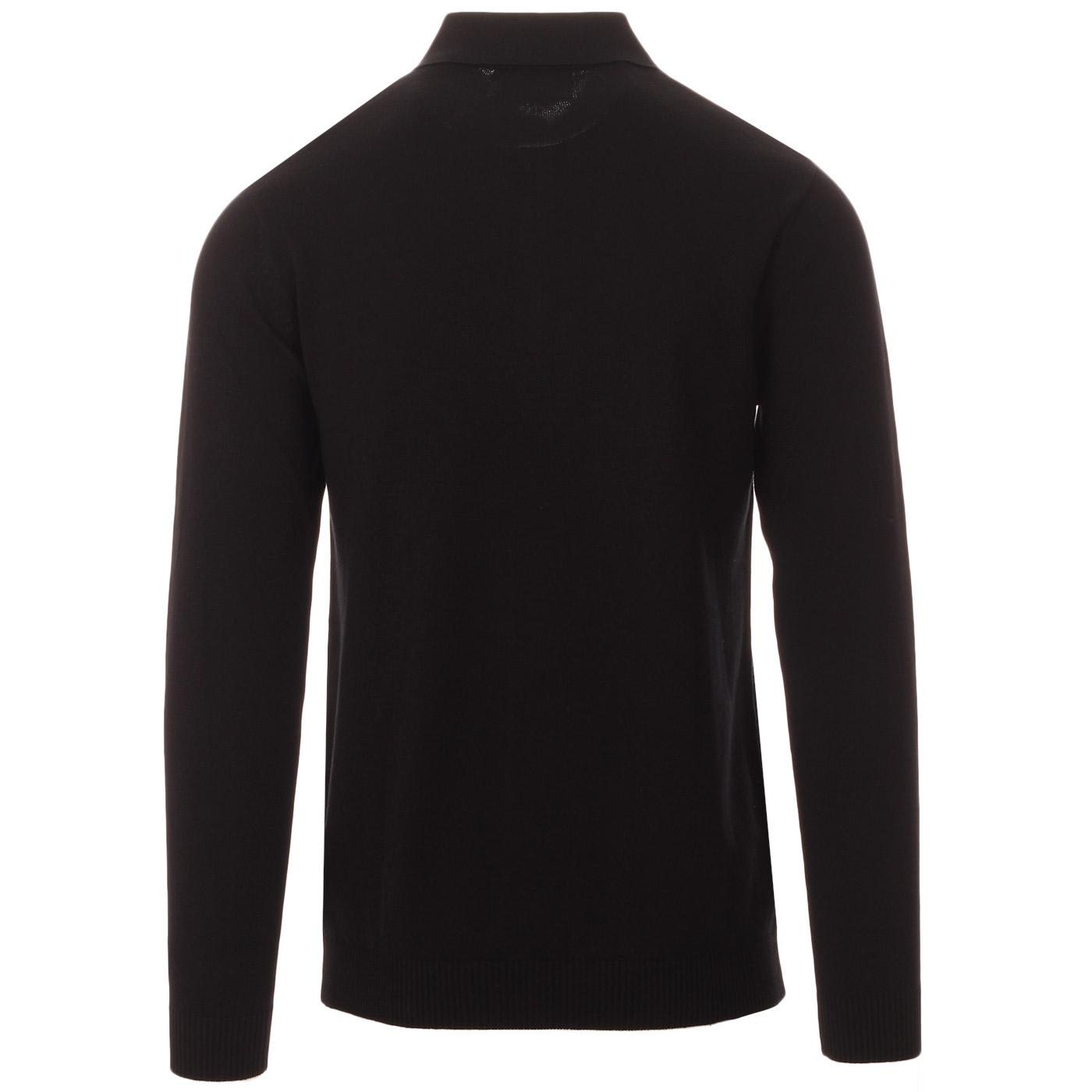 MADCAP ENGLAND Brando 60s Mod Knit Polo Shirt in Black