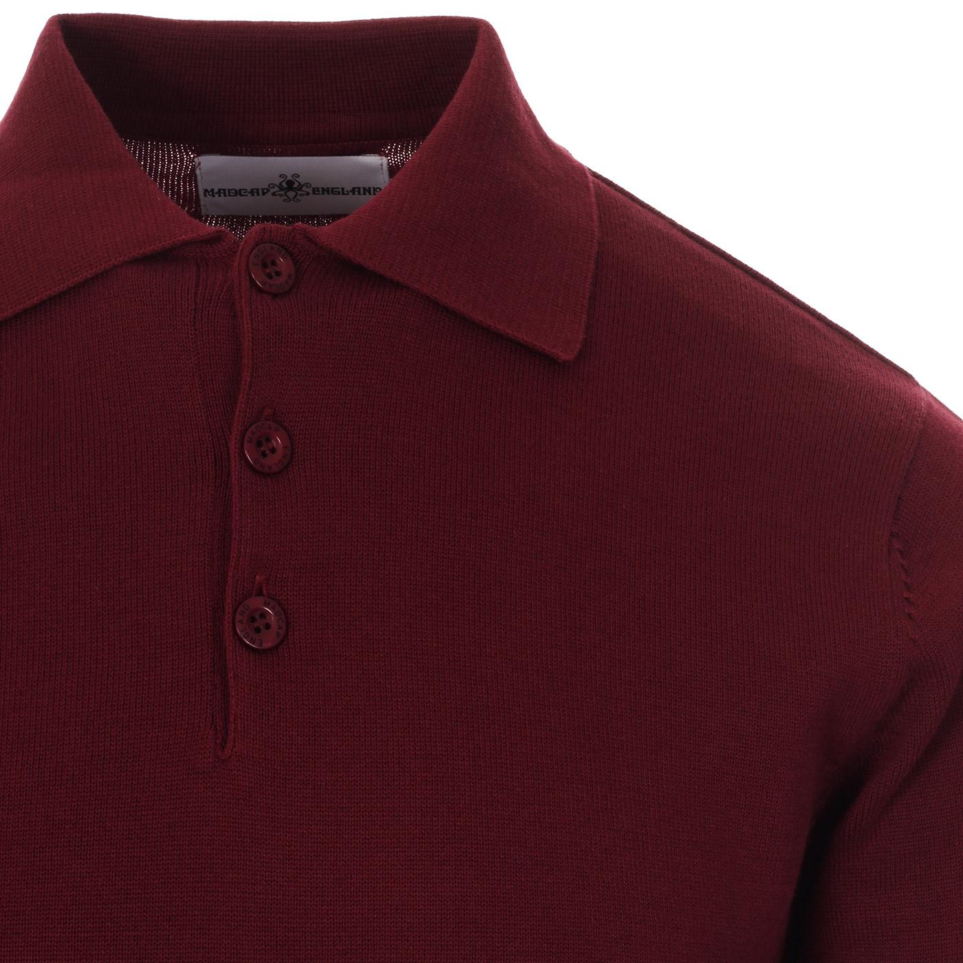 MADCAP ENGLAND Brando 60s Mod Knit Polo Shirt in Zinfandel
