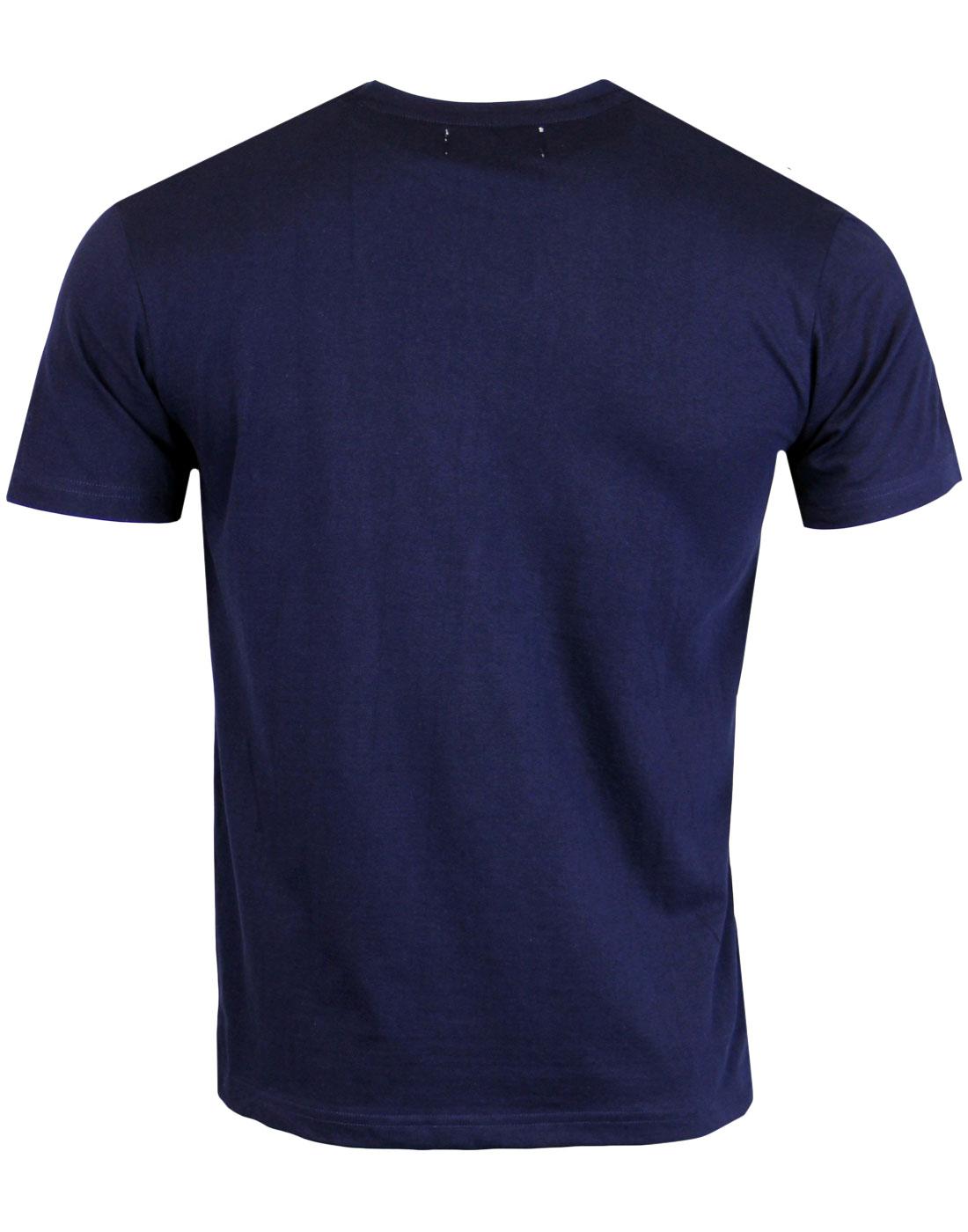 MADCAP ENGLAND Afterglow Retro Mod Stripe Panel T-Shirt in Navy