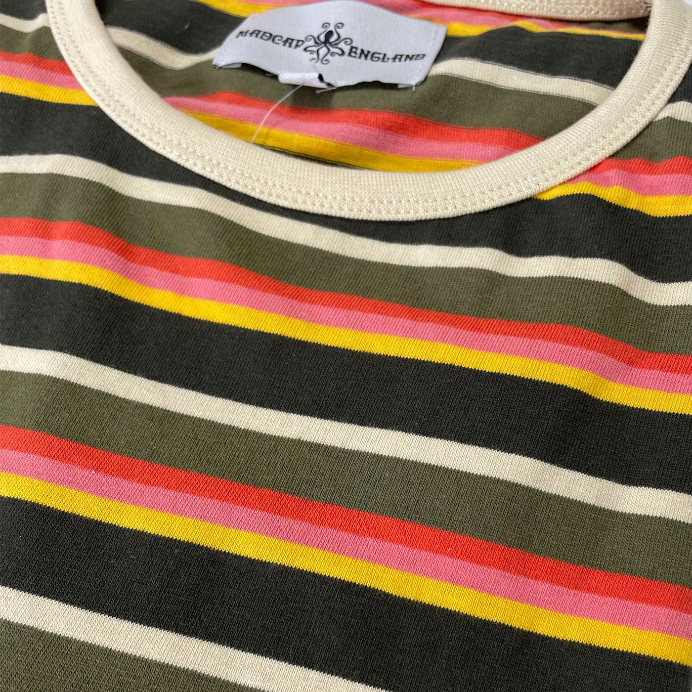 MADCAP ENGLAND Dekker Retro 1970s Stripe T-Shirt in Peat