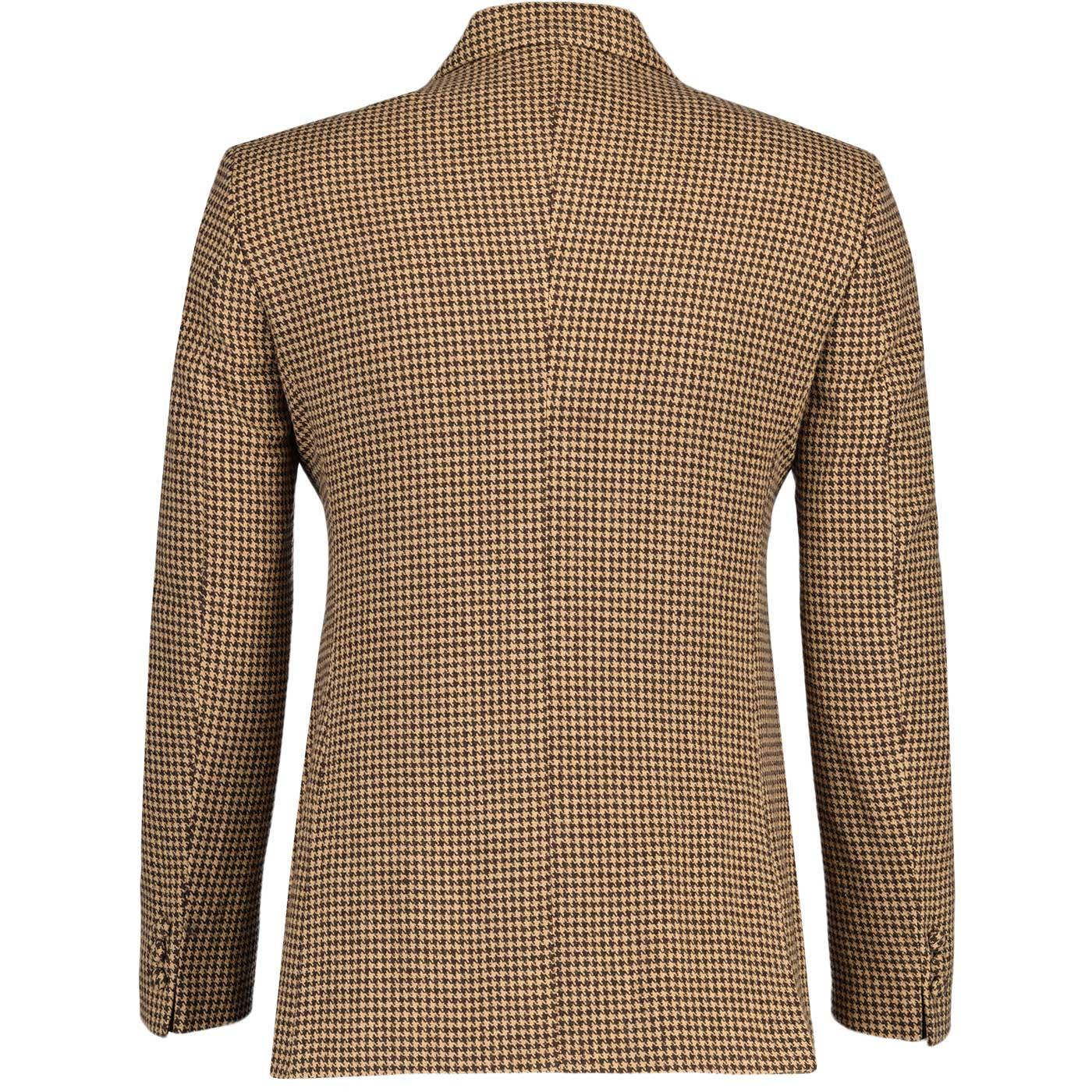 Dylan Madcap England Brushed Dogtooth 60s Mod Blazer in Chocolate