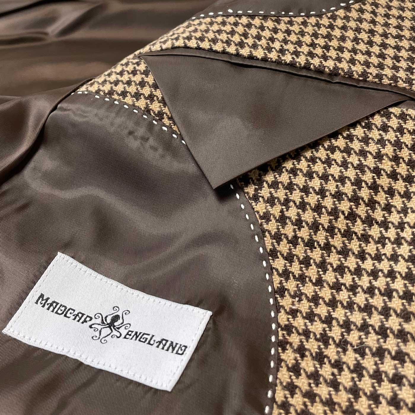 Dylan Madcap England Brushed Dogtooth 60s Mod Blazer in Chocolate