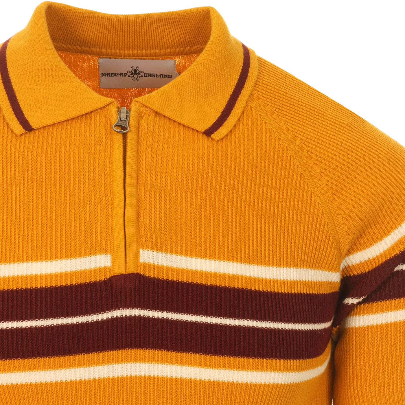 MADCAP ENGLAND Fireball Mod Ribbed Zip Neck Polo Gold