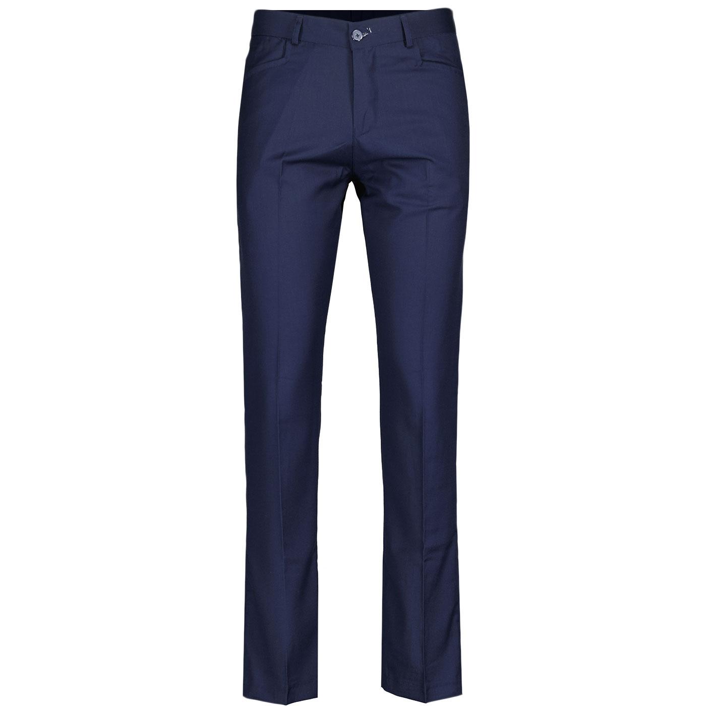 Madcap England Mod Frogmouth Pocket Suit Trousers in Navy