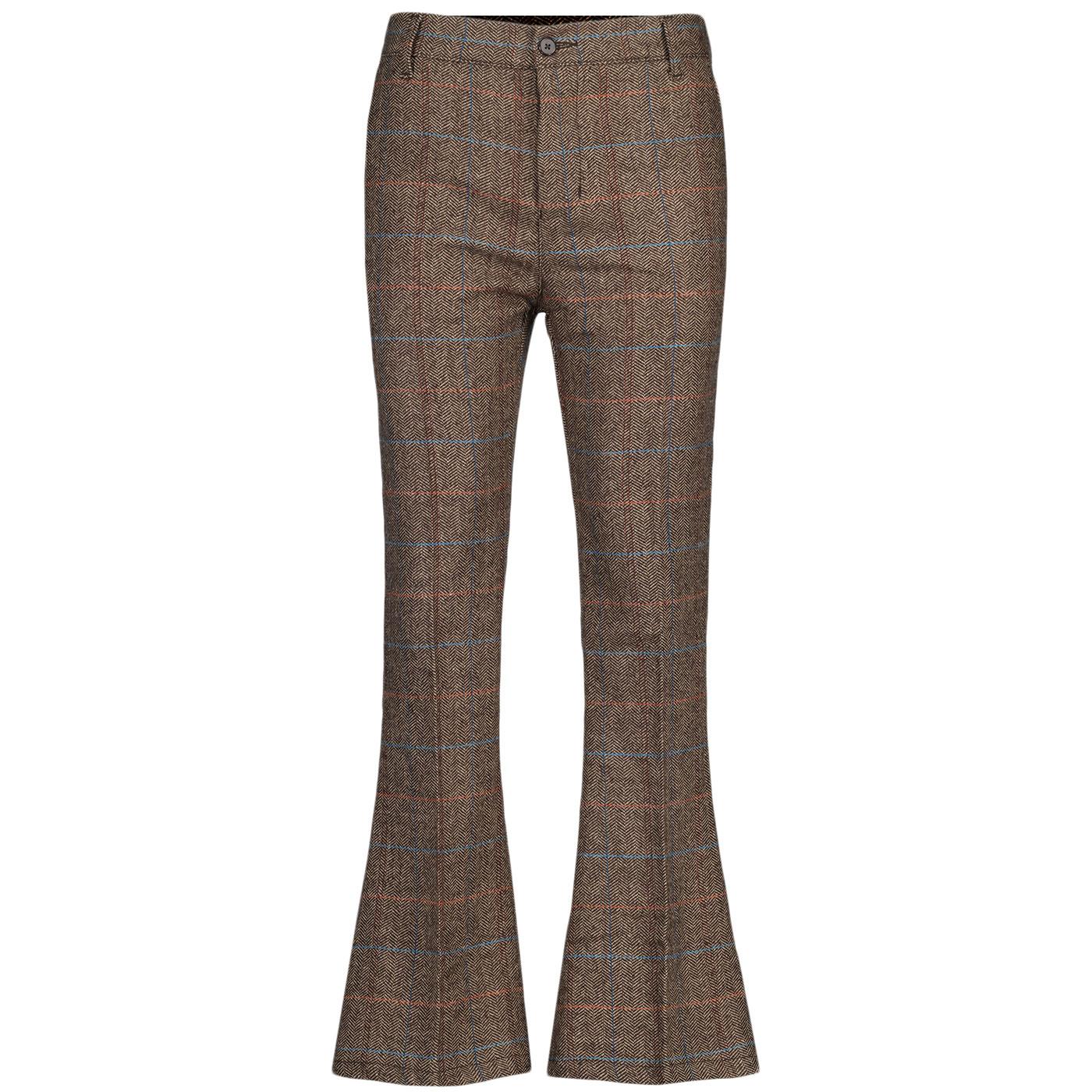 Madcap England Retro Herringbone Wool Check Flares