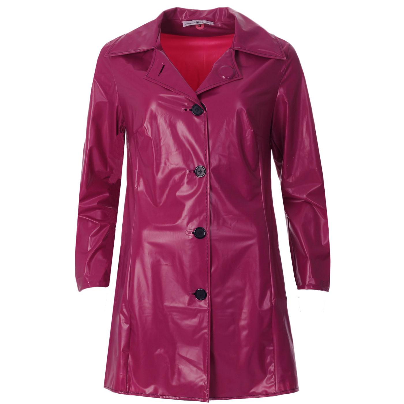 MADCAP ENGLAND Jackie 60s Mod PVC Raincoat in Maroon