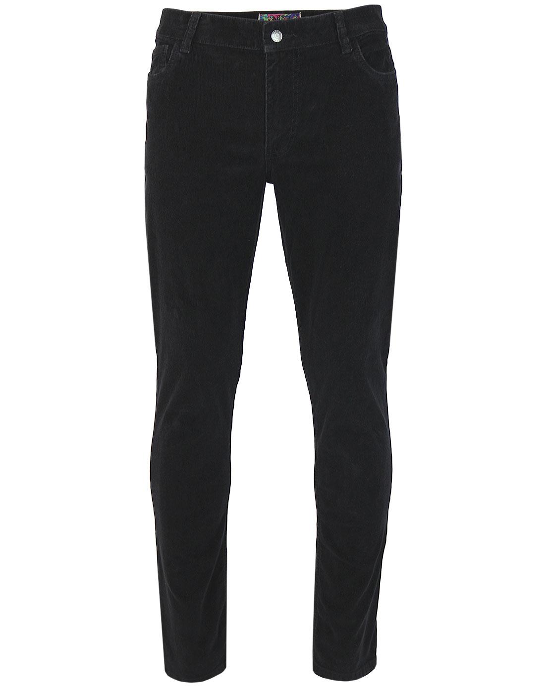 MADCAP ENGLAND Jarvis Mod Needle Cord Drainpipe Trousers in Black