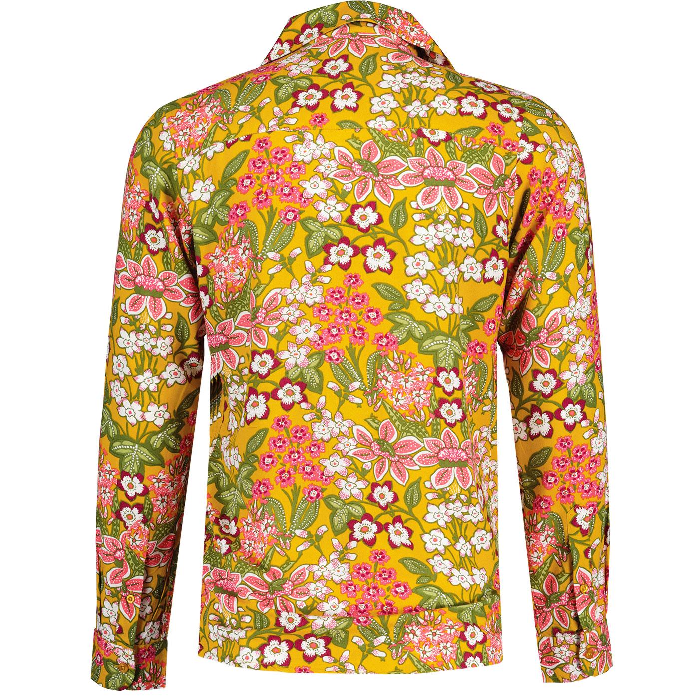 Rock-a-Hula Madcap England LS Rayon Floral Shirt in Mustard