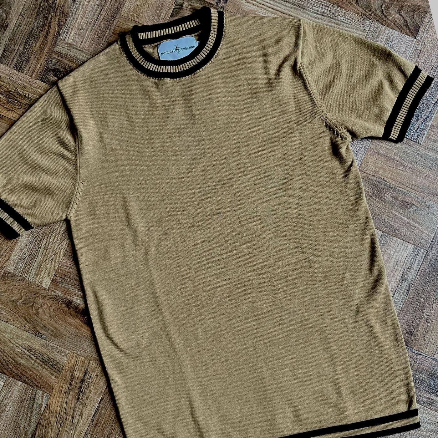 MADCAP ENGLAND Moon 60s Mod Tipped Knit Tee in Fall Leaf Caramel